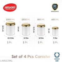 Modern Jars & Containers - LXHXW:13.5X16.5X13.5 cm, White, Stainless Steel, Pack of :4